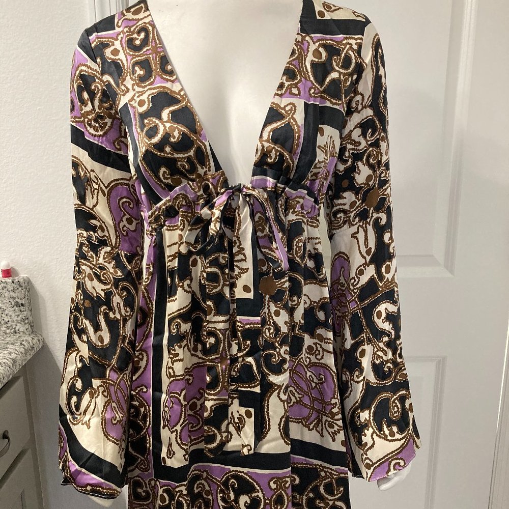 Elegant Long Sleeve Patterned Dress